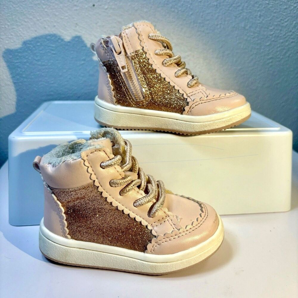 H&M Sparkly Pink and Rose Gold Baby Shoe Boots size 2.5-3.5